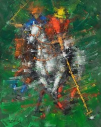 Zahid Saleem, 18 x 24 Inch, Acrylic on Canvas, Polo Painting, AC-ZS-211